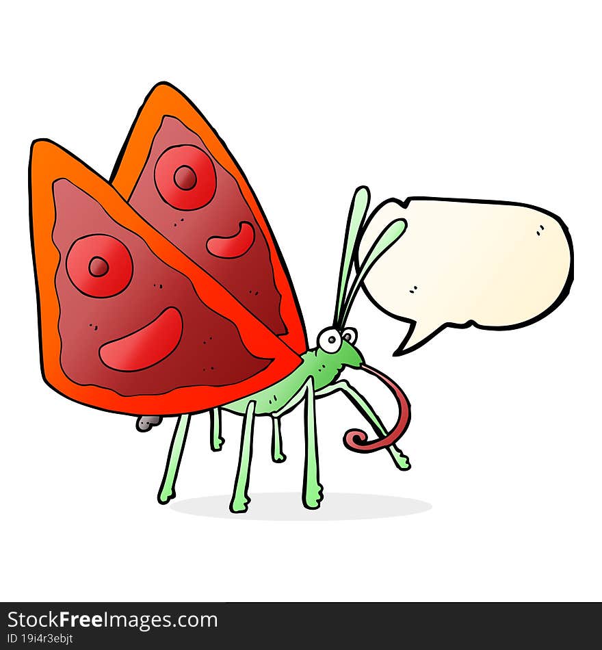 Cartoon Funny Butterfly With Speech Bubble