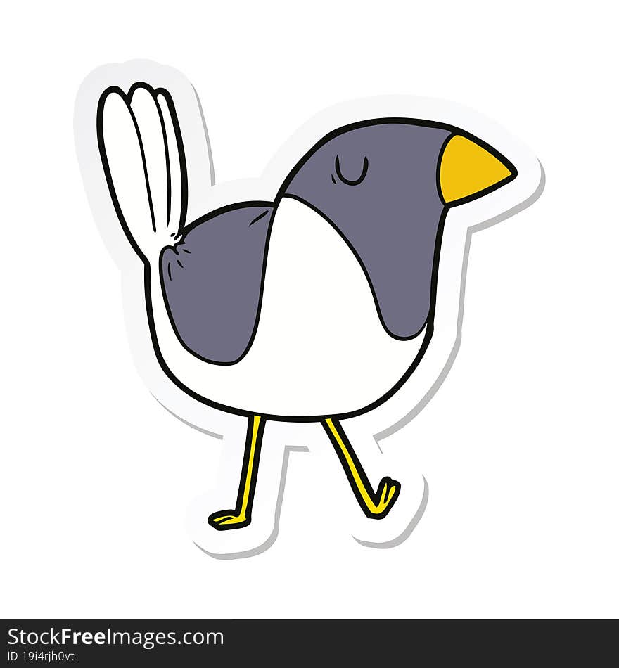 Sticker Of A Cartoon Bird