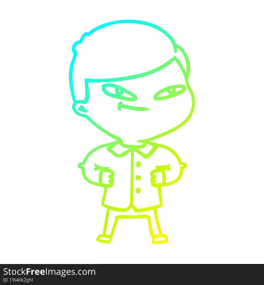 cold gradient line drawing cartoon confident man