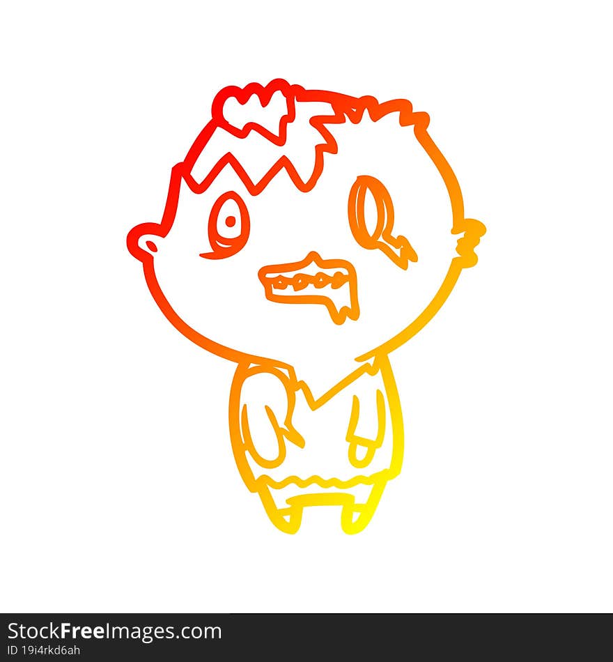 warm gradient line drawing Cartoon zombie