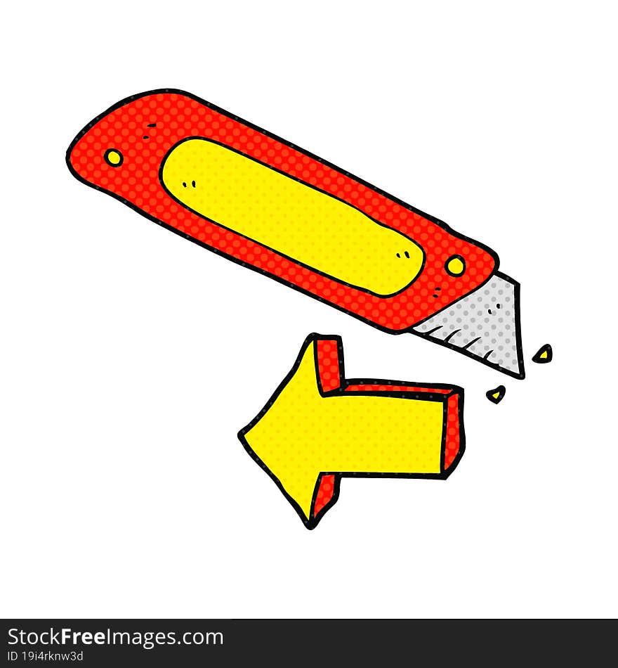 comic book style cartoon construction knife