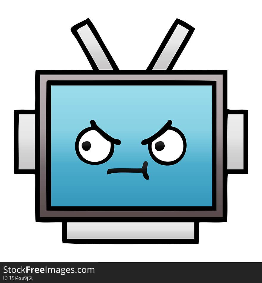 Gradient Shaded Cartoon Robot Head