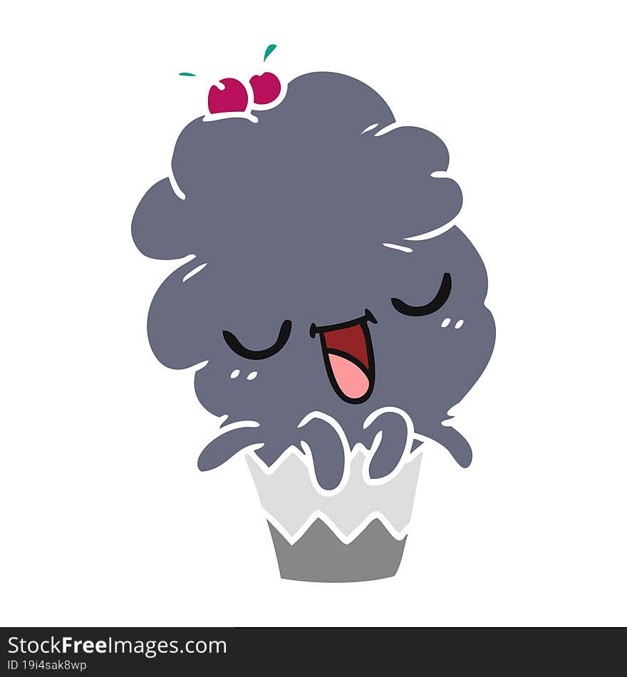 cartoon of kawaii octopus cupcake