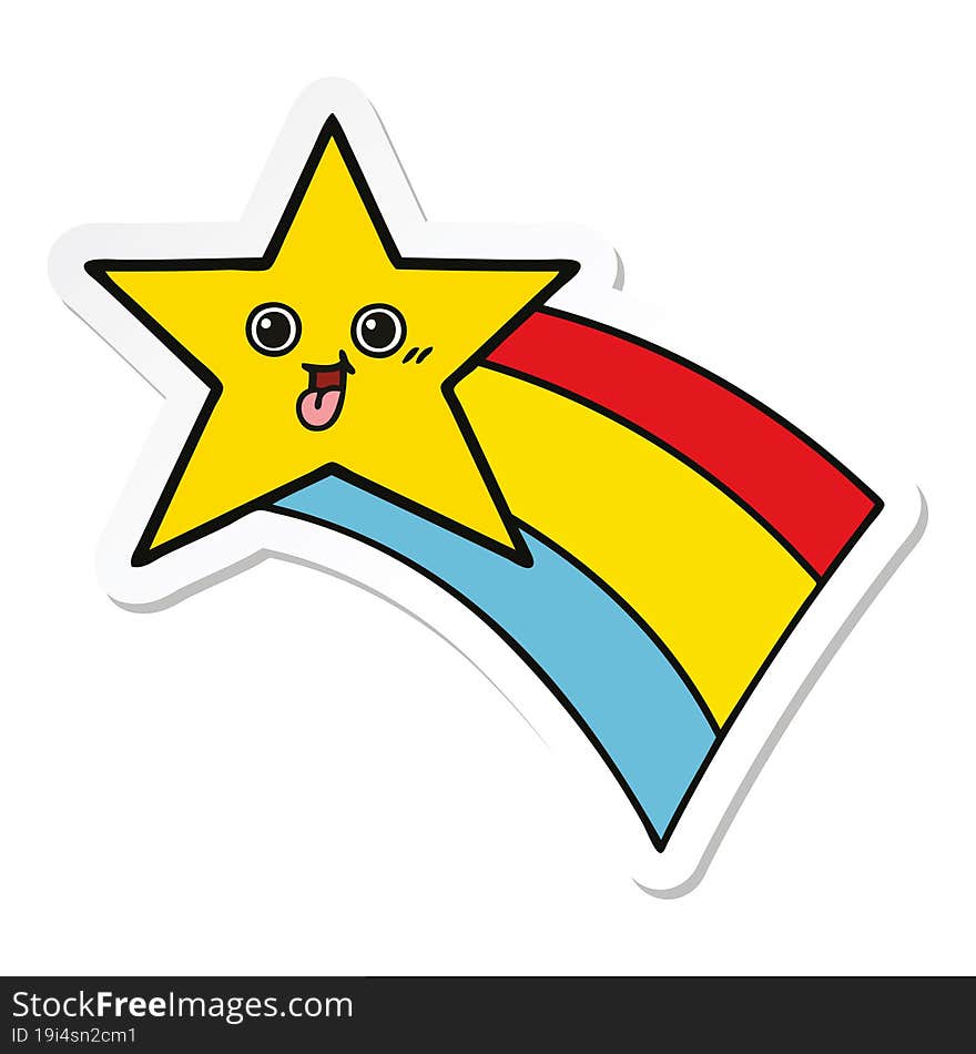 sticker of a cute cartoon shooting rainbow star