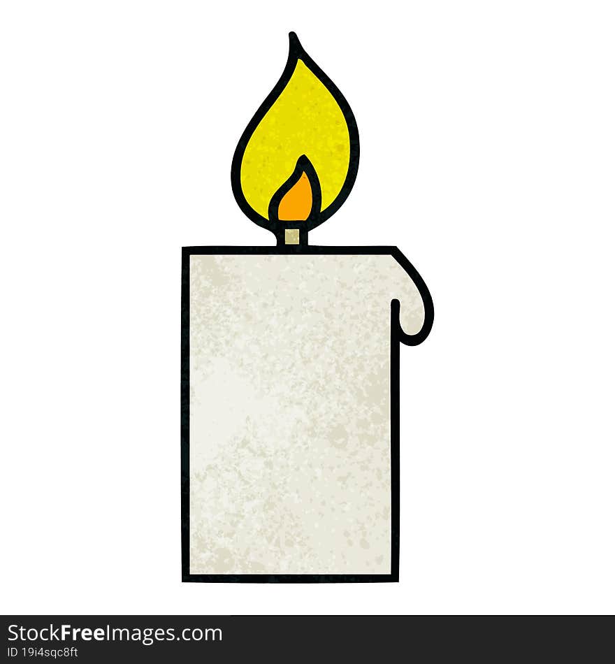 retro grunge texture cartoon of a lit candle