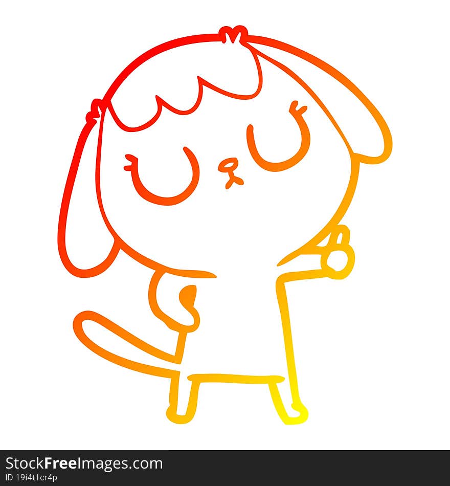 warm gradient line drawing cute cartoon dog