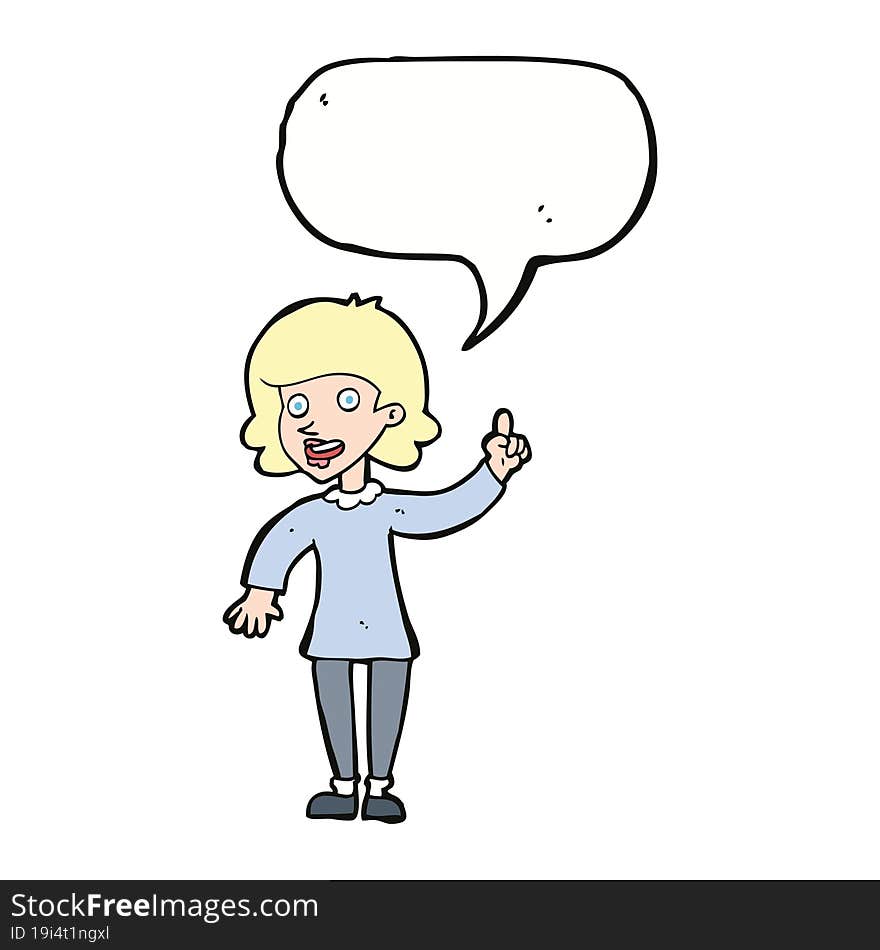 cartoon woman with idea with speech bubble