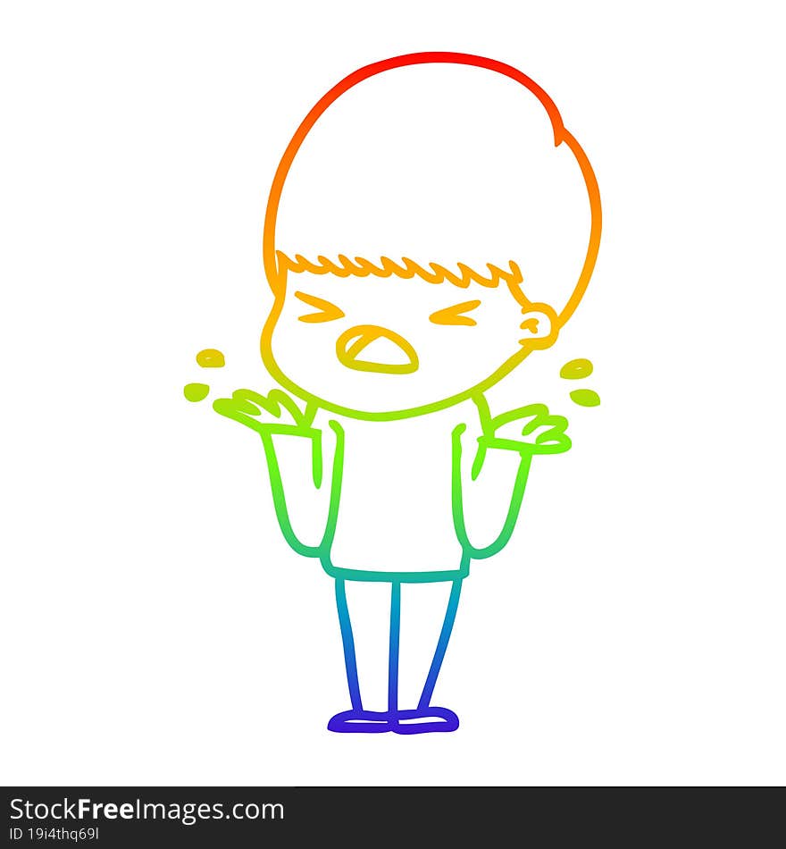 rainbow gradient line drawing cartoon stressed man