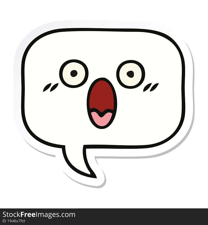 sticker of a cute cartoon speech bubble