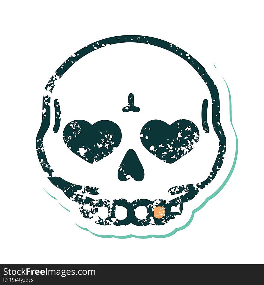 distressed sticker tattoo style icon of a skull