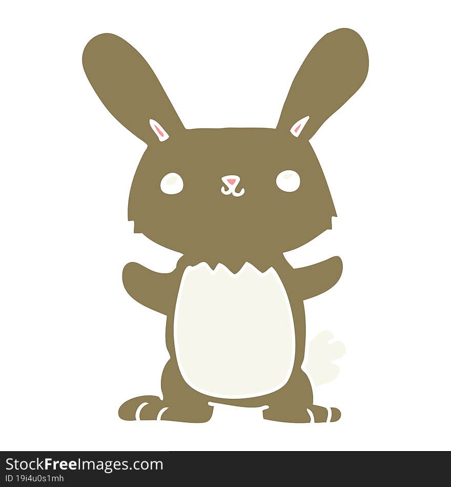 Cute Flat Color Style Cartoon Rabbit