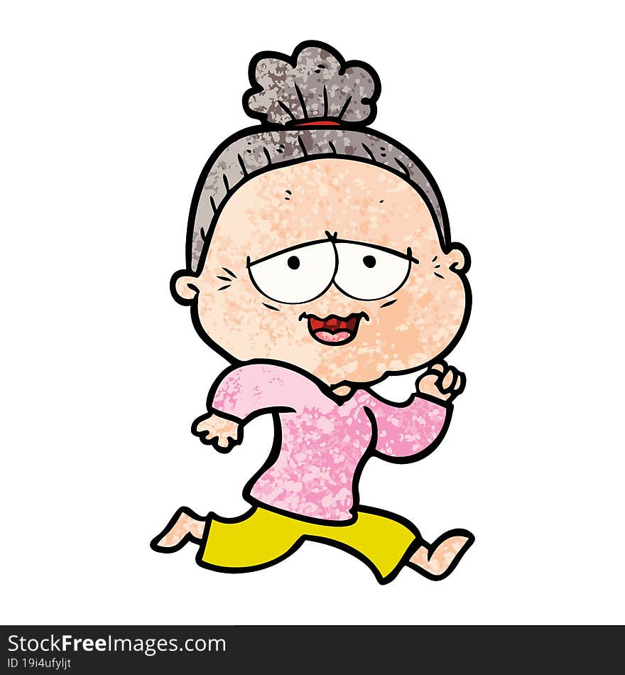 cartoon happy old lady. cartoon happy old lady