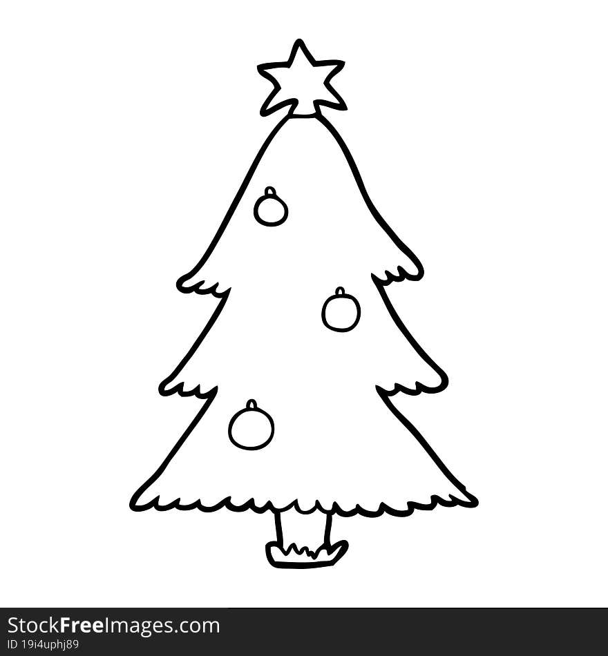 line drawing of a christmas tree. line drawing of a christmas tree