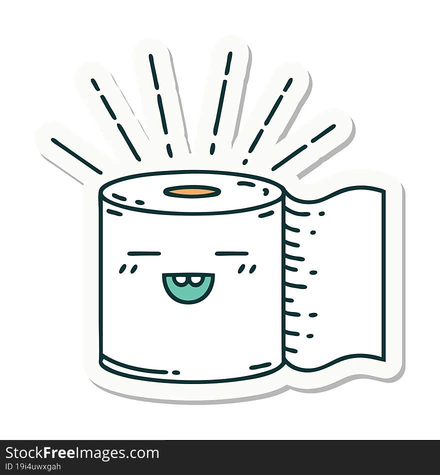 sticker of tattoo style toilet paper character