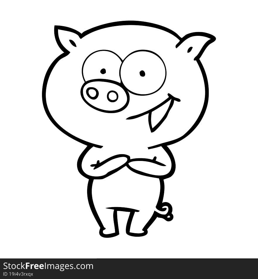 cheerful pig cartoon. cheerful pig cartoon