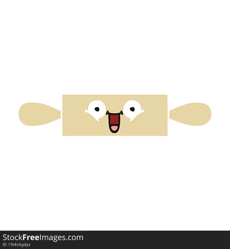 flat color retro cartoon of a rolling pin