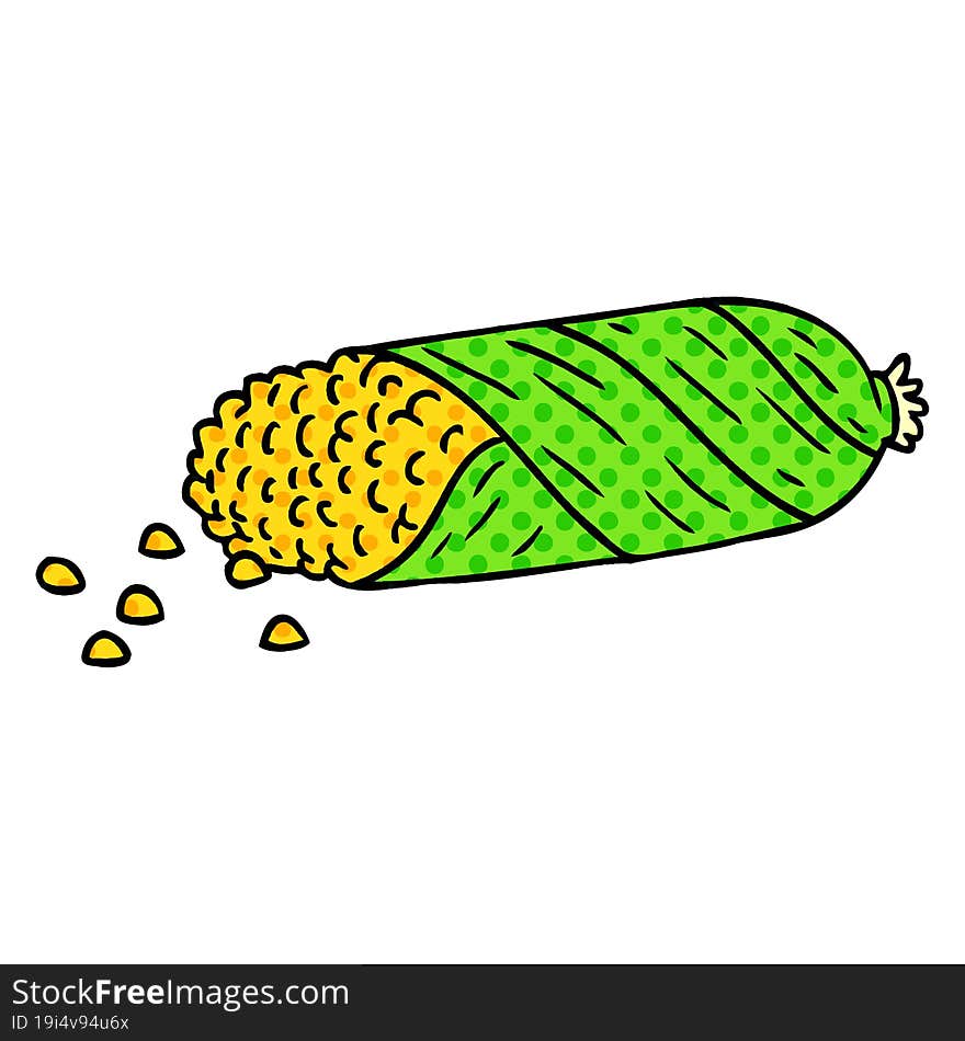 cartoon doodle of fresh corn on the cob