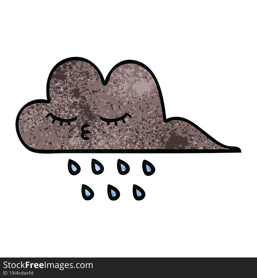 retro grunge texture cartoon of a storm rain cloud