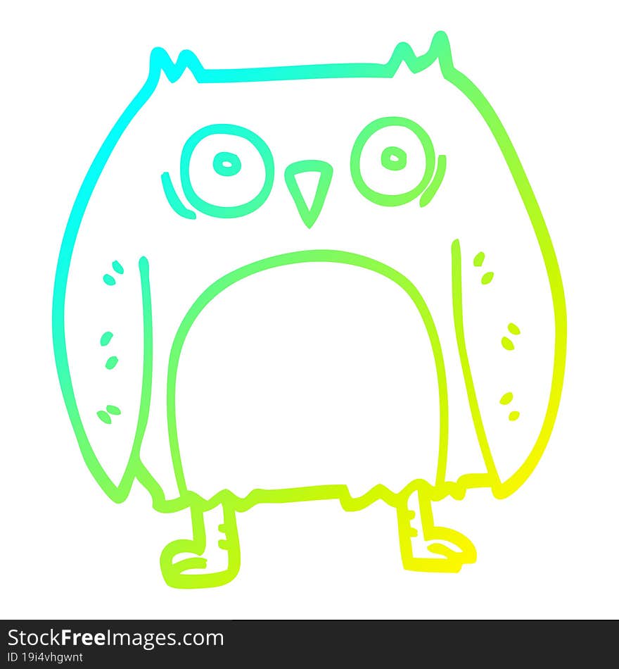 cold gradient line drawing funny cartoon owl