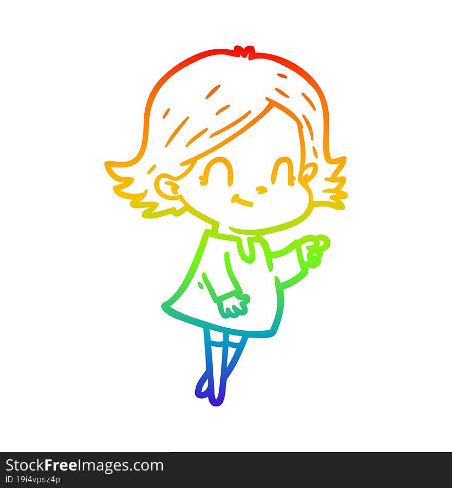 rainbow gradient line drawing cartoon friendly girl