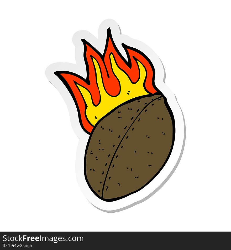 sticker of a cartoon flaming football