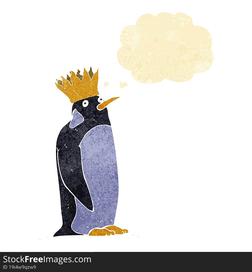 Cartoon Emperor Penguin With Thought Bubble