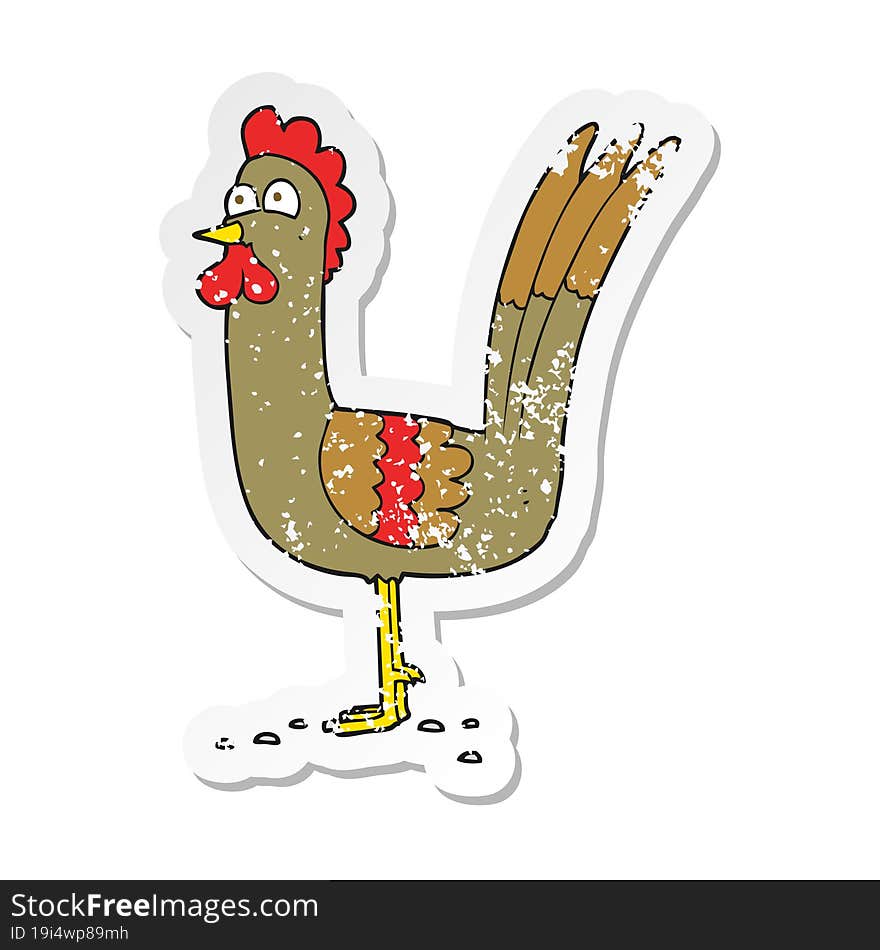 retro distressed sticker of a cartoon chicken