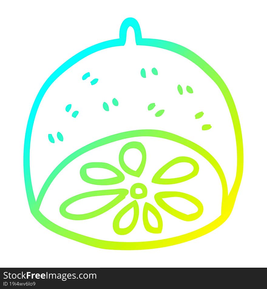 cold gradient line drawing cartoon lemon fruit