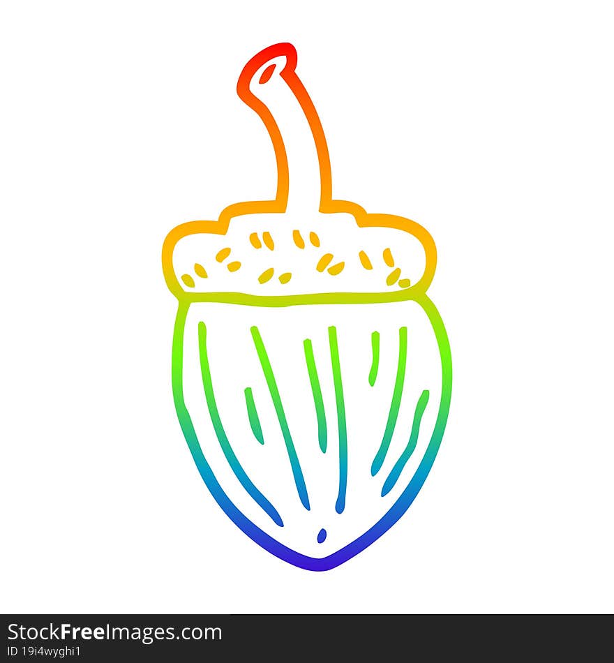 rainbow gradient line drawing cartoon acorn