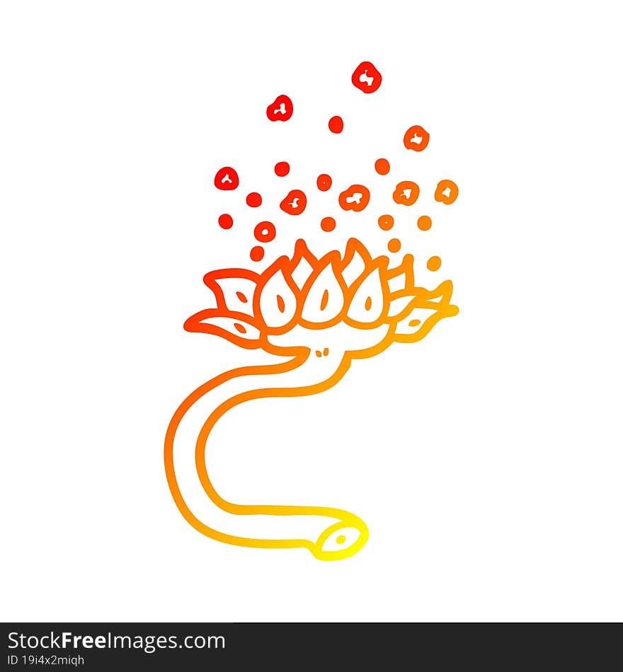 warm gradient line drawing cartoon flower releasing pollen