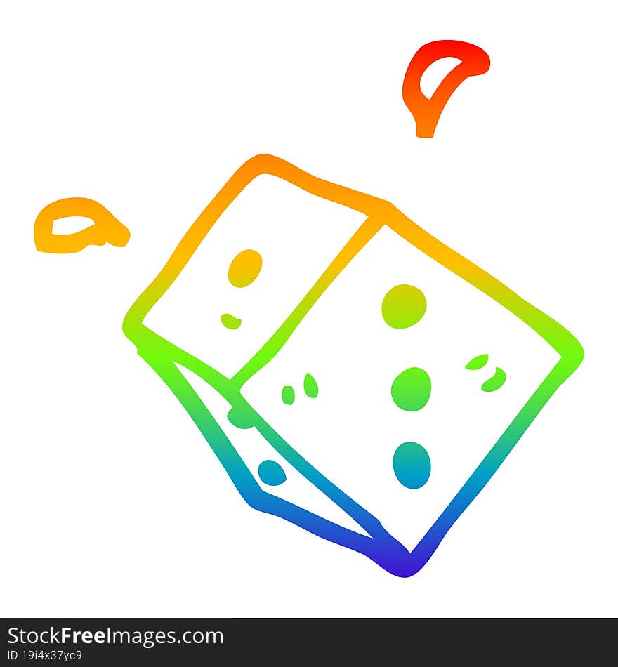 rainbow gradient line drawing cartoon rolling dice