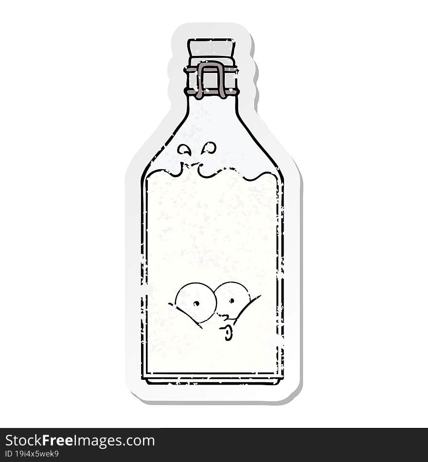 Distressed Sticker Of A Cartoon Old Bottle