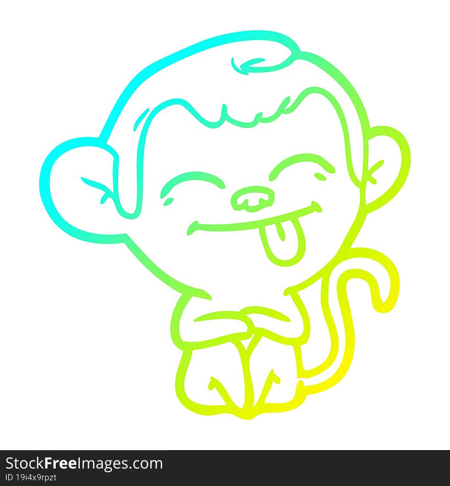 cold gradient line drawing funny cartoon monkey