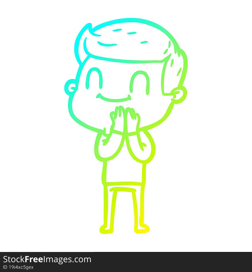 Cold Gradient Line Drawing Cartoon Friendly Man