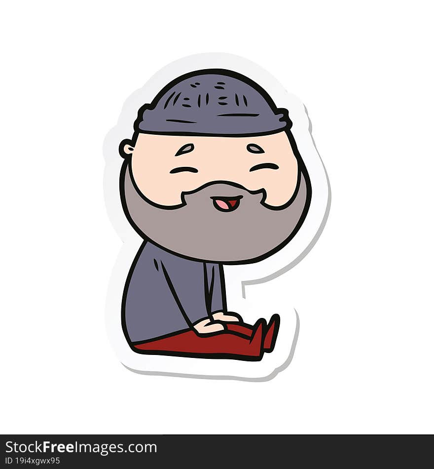 sticker of a cartoon happy bearded man