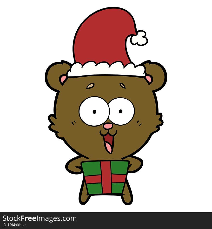 laughing christmas teddy  bear cartoon. laughing christmas teddy  bear cartoon