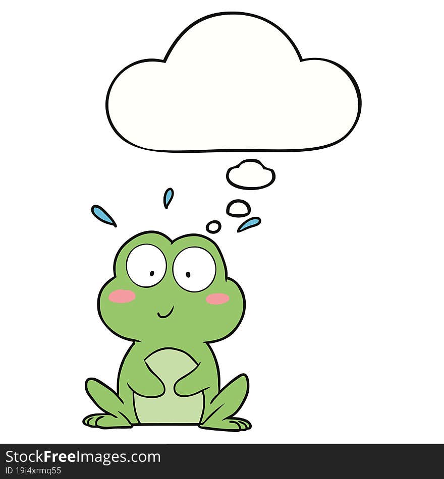 cute cartoon frog with thought bubble. cute cartoon frog with thought bubble