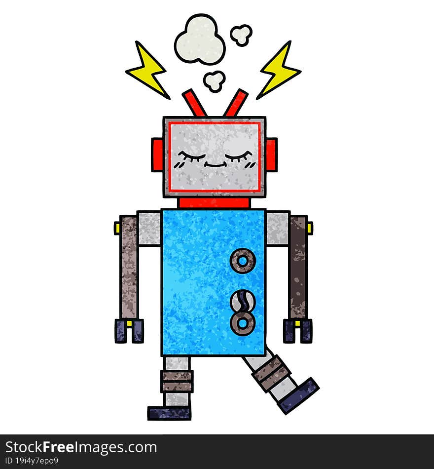 Retro Grunge Texture Cartoon Dancing Robot