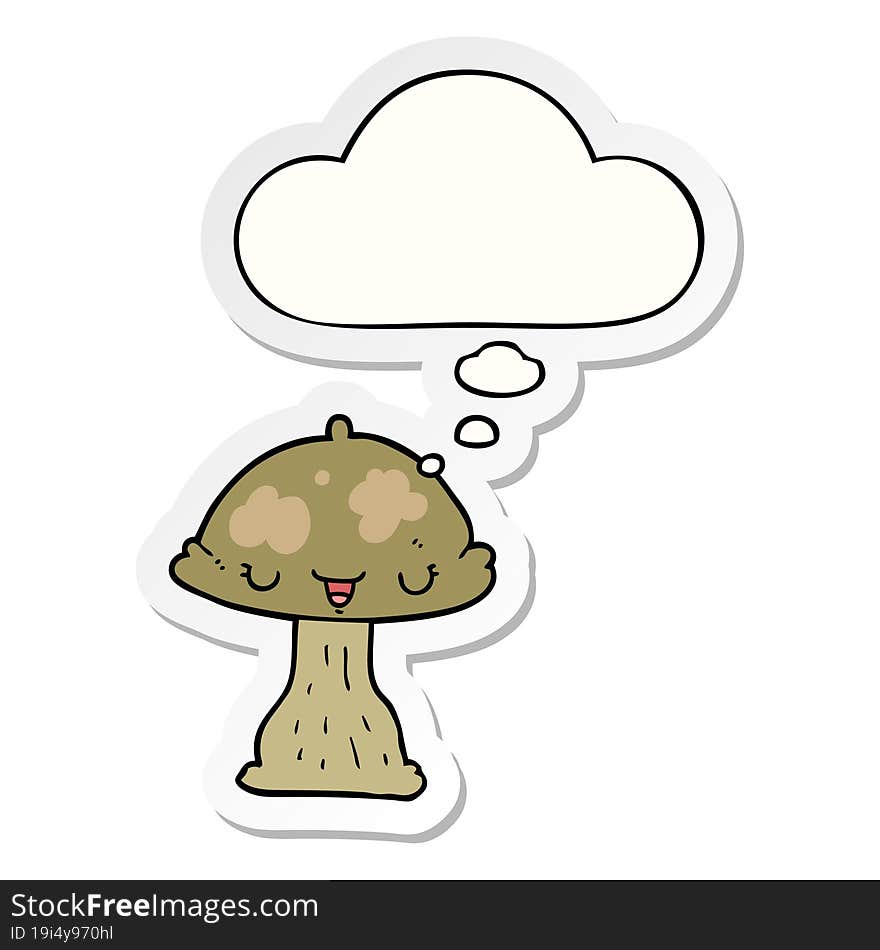 cartoon toadstool and thought bubble as a printed sticker