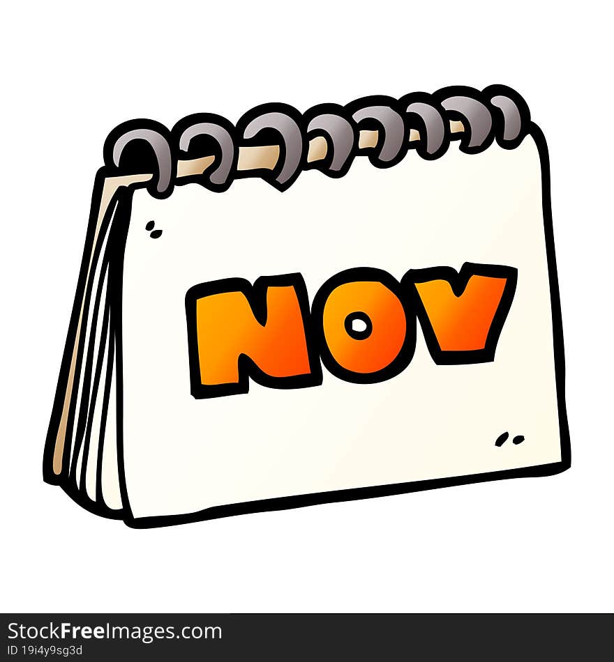 cartoon doodle calendar showing month of november