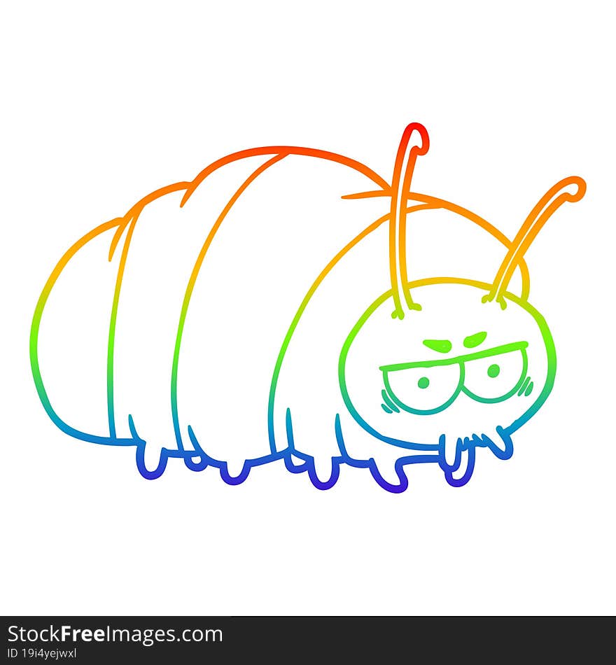 Rainbow Gradient Line Drawing Cartoon Bug