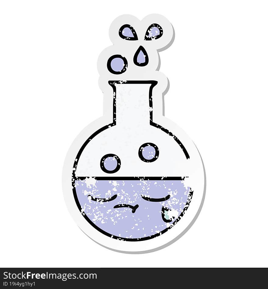 distressed sticker of a cute cartoon test tube