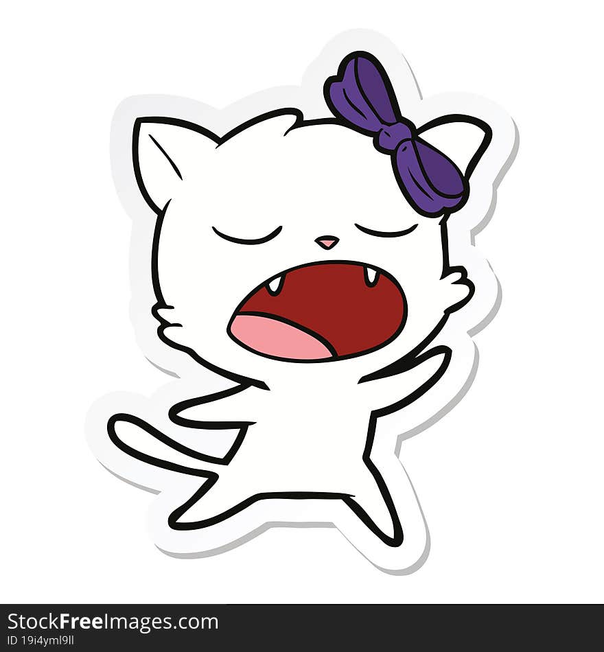 sticker of a cartoon singing cat