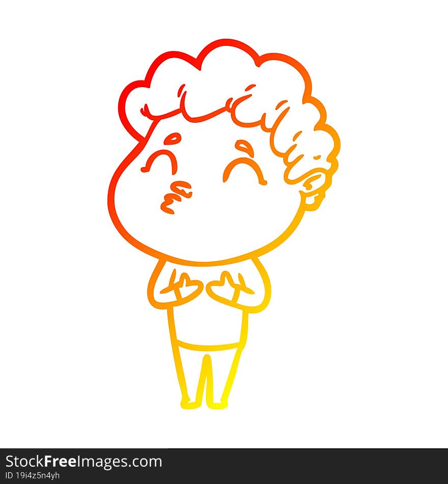 Warm Gradient Line Drawing Cartoon Man Pouting