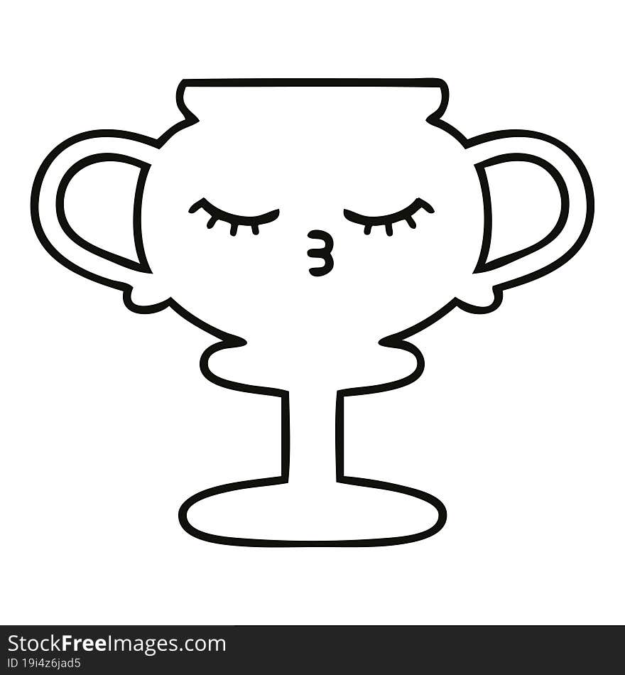 line drawing cartoon of a trophy. line drawing cartoon of a trophy