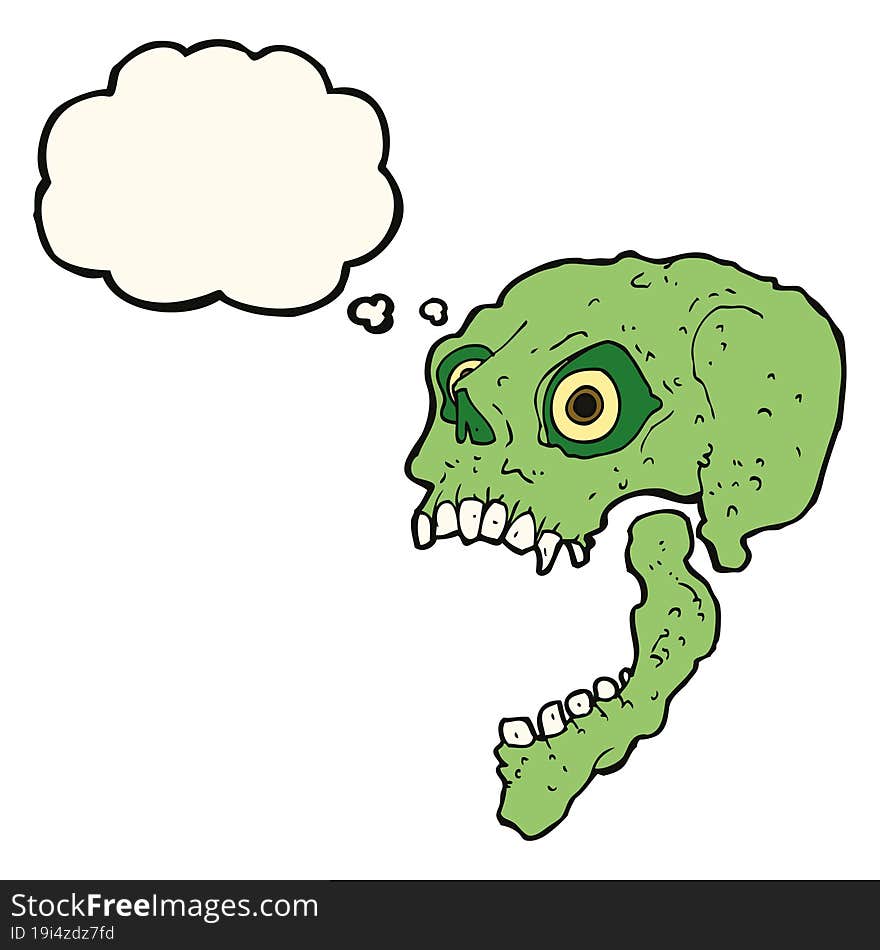 Cartoon Scary Skull With Thought Bubble