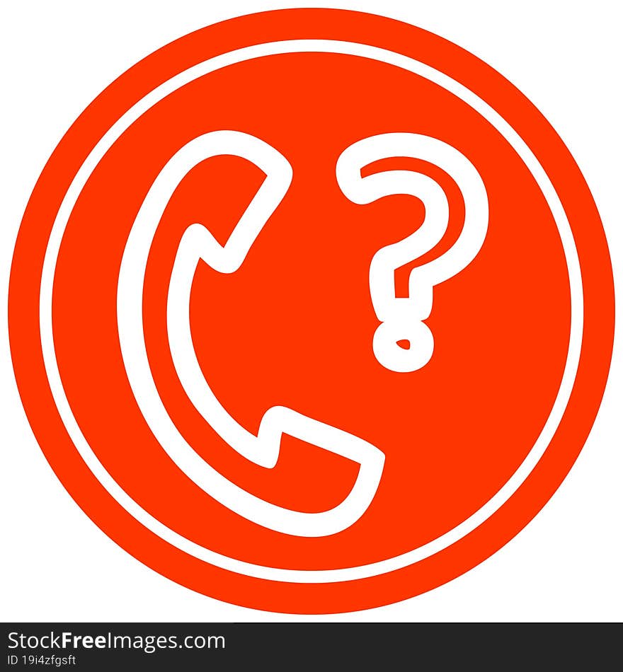 telephone handset with question mark circular icon