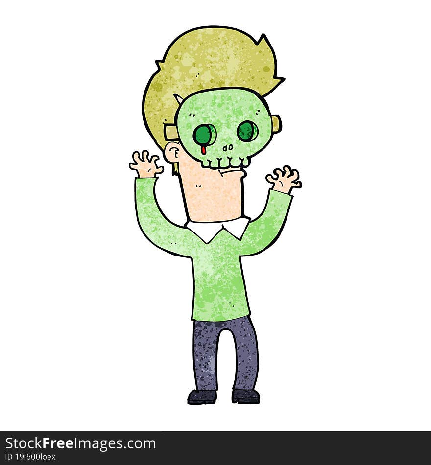 cartoon man in skull mask