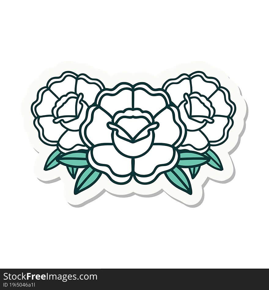 sticker of tattoo in traditional style of a bouquet of flowers. sticker of tattoo in traditional style of a bouquet of flowers