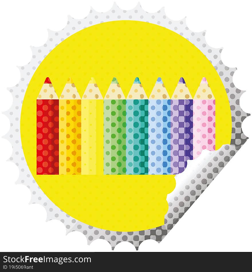 color pencils round sticker stamp